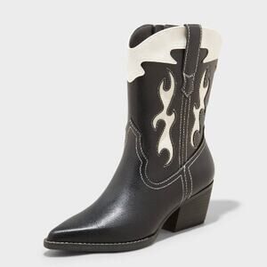 Universal Thread  Women's Ankle Western Boots Heel Black Memory Foam Size 10